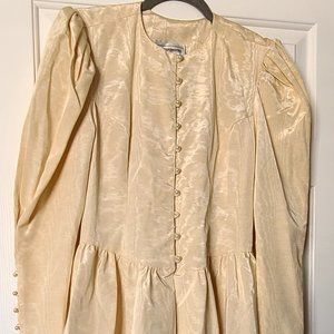 Vintage Scott McClintock Cream Colored Taffeta Jacket with Peplum Size 4
